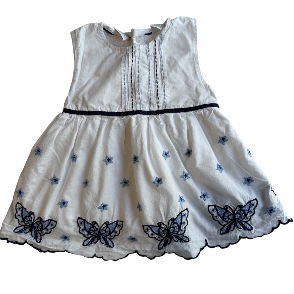 White Baby Girl Embroidered Butterfly Dress Size 2T